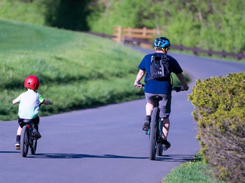 parent and child cycling