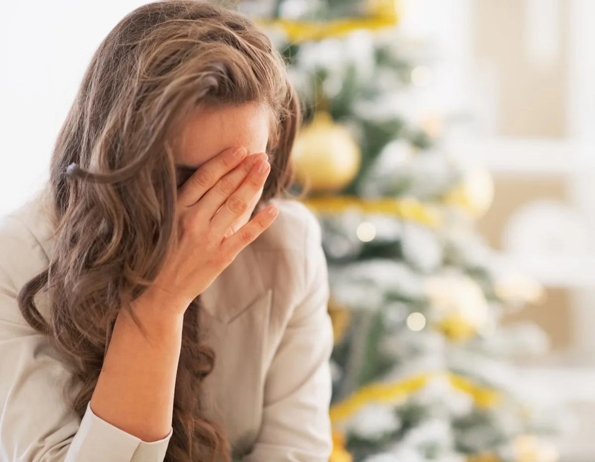 depressed woman at christmas